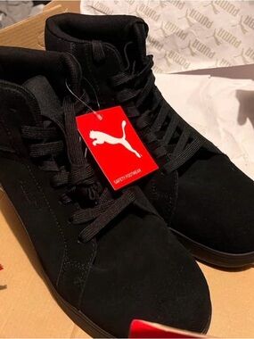 Puma Safety compliant Black High-Top Sneakers Suede